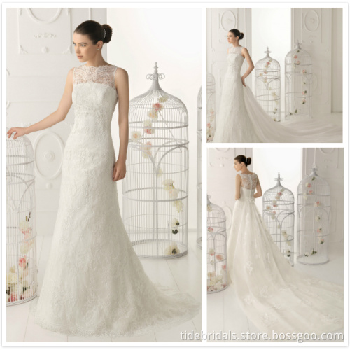 2014 Latest Boat Strapless Overlay Lace Wedding Dress Bridal Gown (2C1 OVAL)